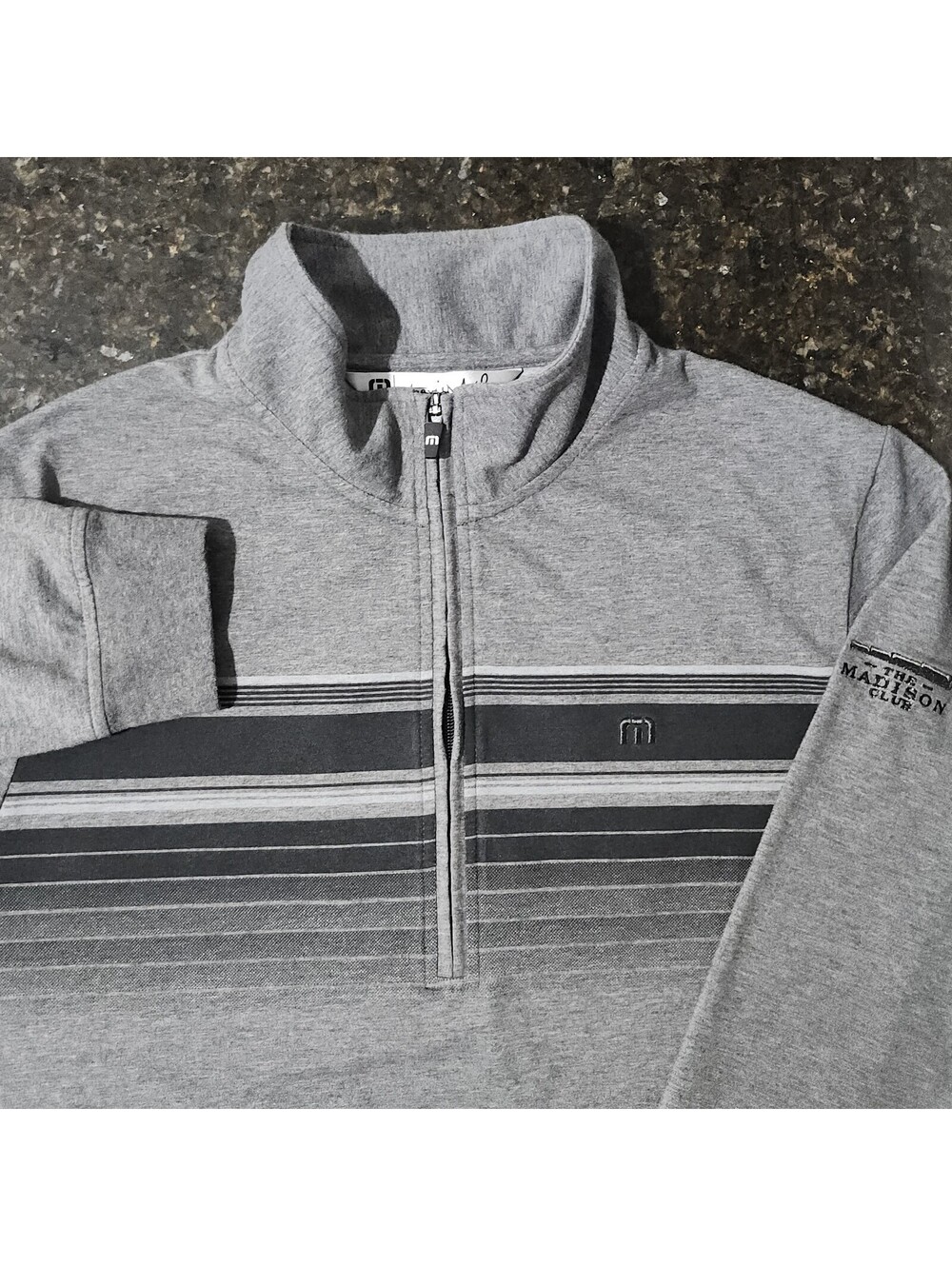 Travis Mathew ¼ Quarter Zip Pullover Ombre Striped Madison Club Logo Golf Large